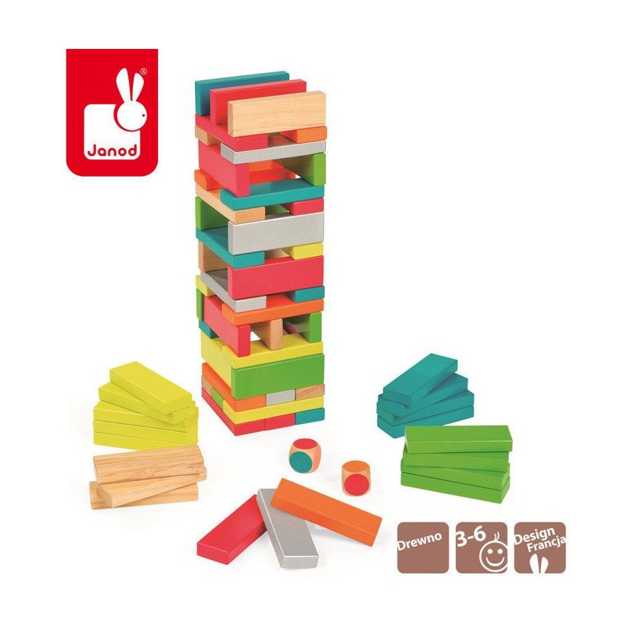 Jenga game with colors Equilibloc, Janod