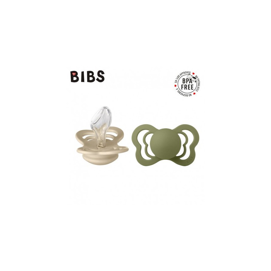 BIBS COUTURE 2-PACK VANILLA & OLIVE M Smoczek Anatomiczny