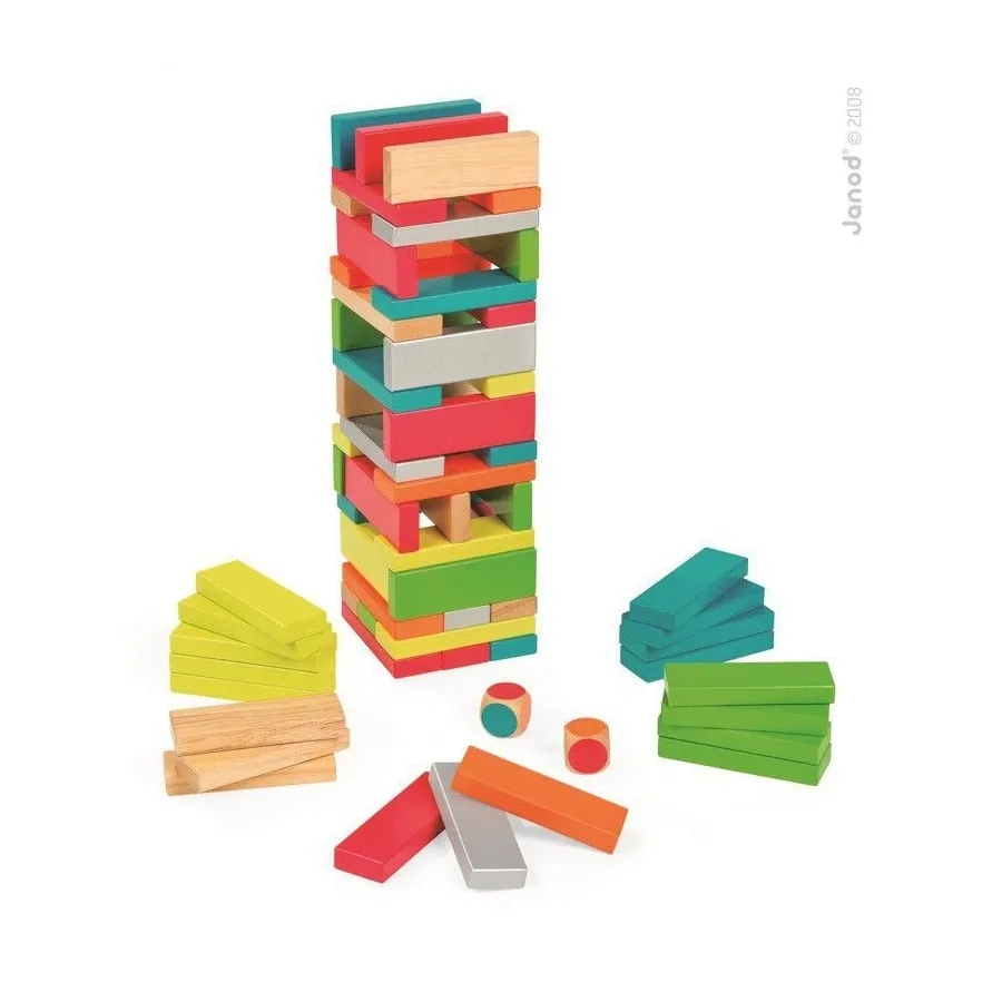 Gra Jenga z kolorami Equilibloc, Janod