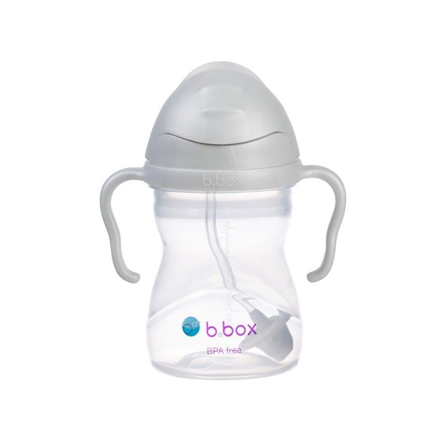 B.box Botella con pajita 240 ml, gris