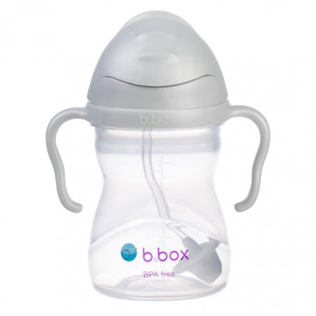 B.box Flasche mit Strohhalm 240 ml, grau