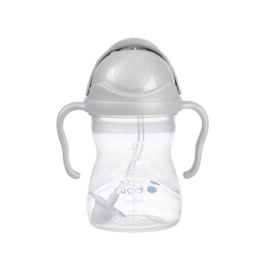 B.box Botella con pajita 240 ml, gris