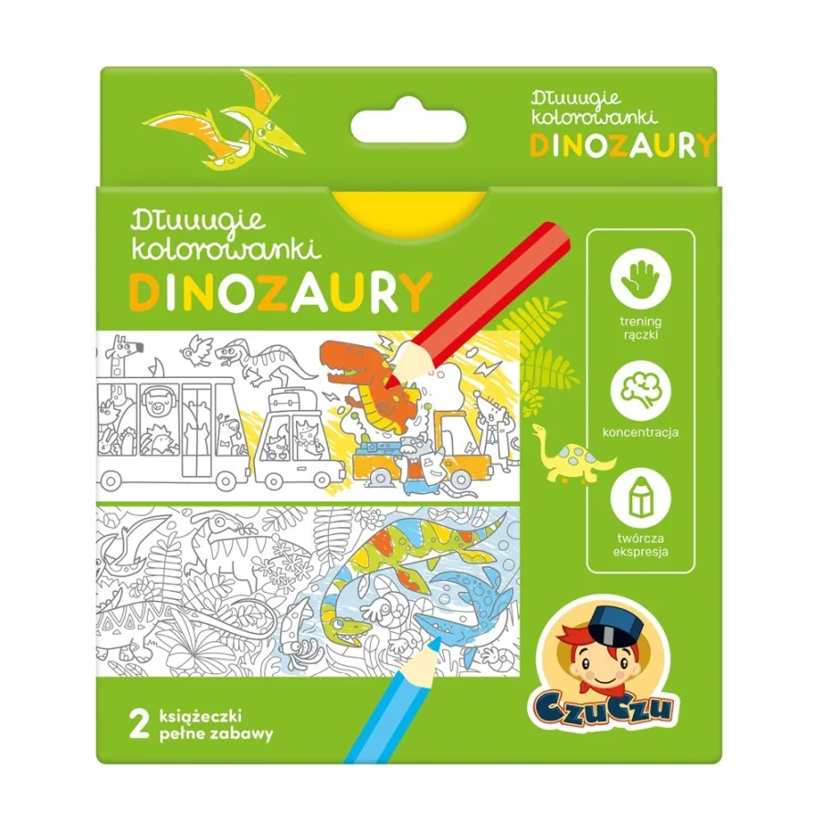 CzuCzu Dłuuugie kolorowanki - Dinozaury 4+