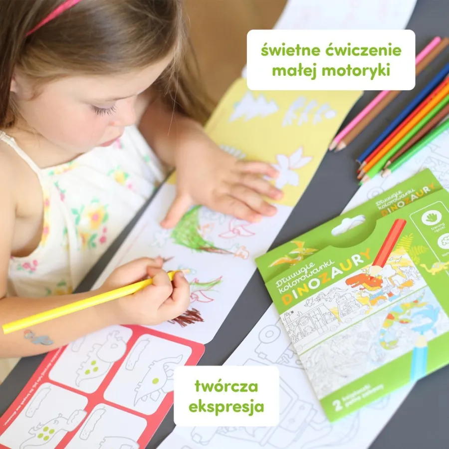CzuCzu Dłuuugie kolorowanki - Dinozaury 4+