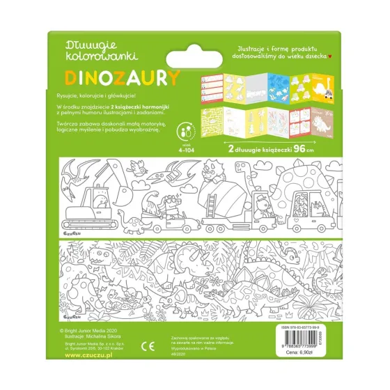 CzuCzu Dłuuugie kolorowanki - Dinozaury 4+