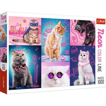 Trefl 1000el puzzle. - Linea di colore al neon: super gatti