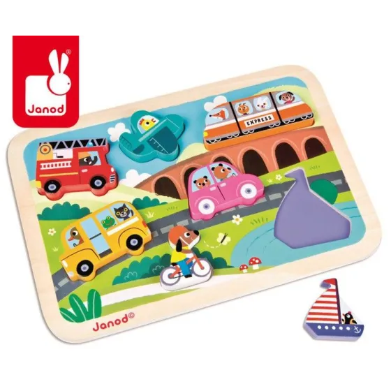 JANOD wooden puzzle 3D Vehicles