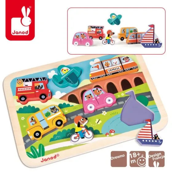 JANOD wooden puzzle 3D Vehicles