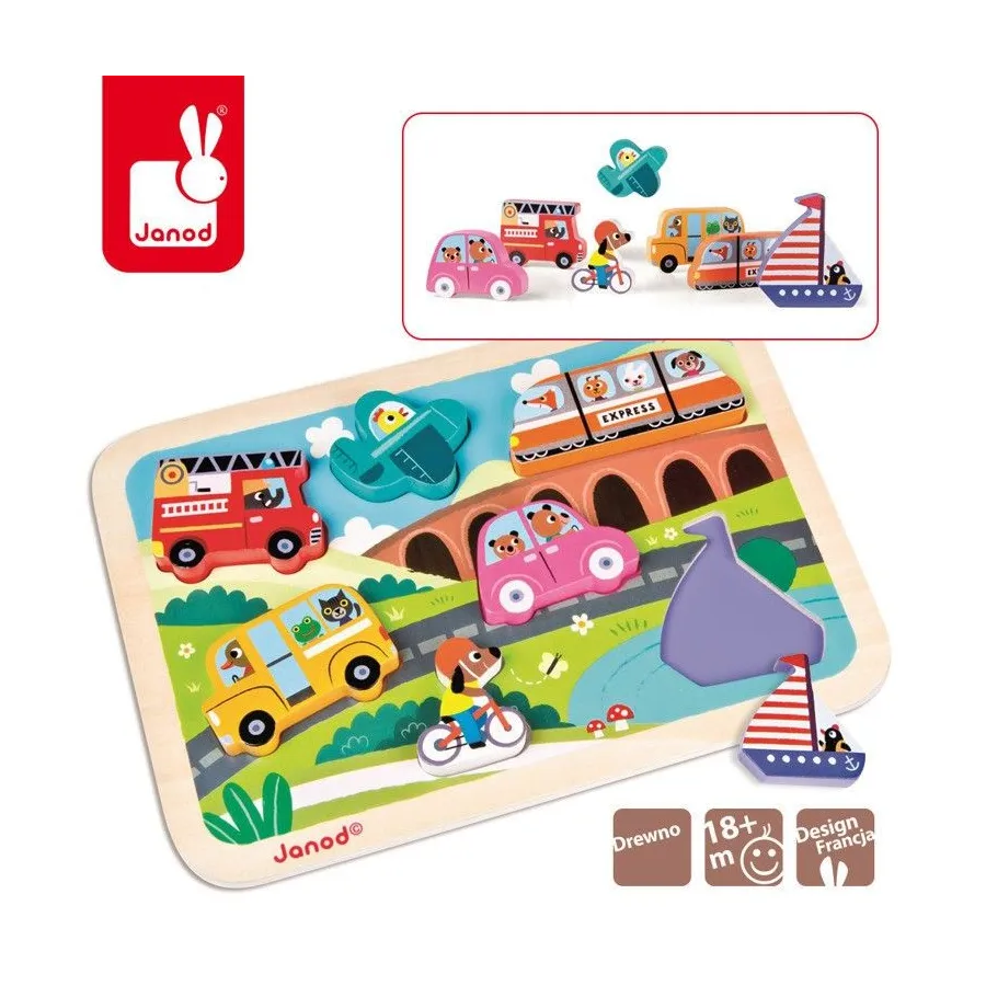 JANOD wooden puzzle 3D Vehicles JANOD wooden puzzle 3D Vehicles