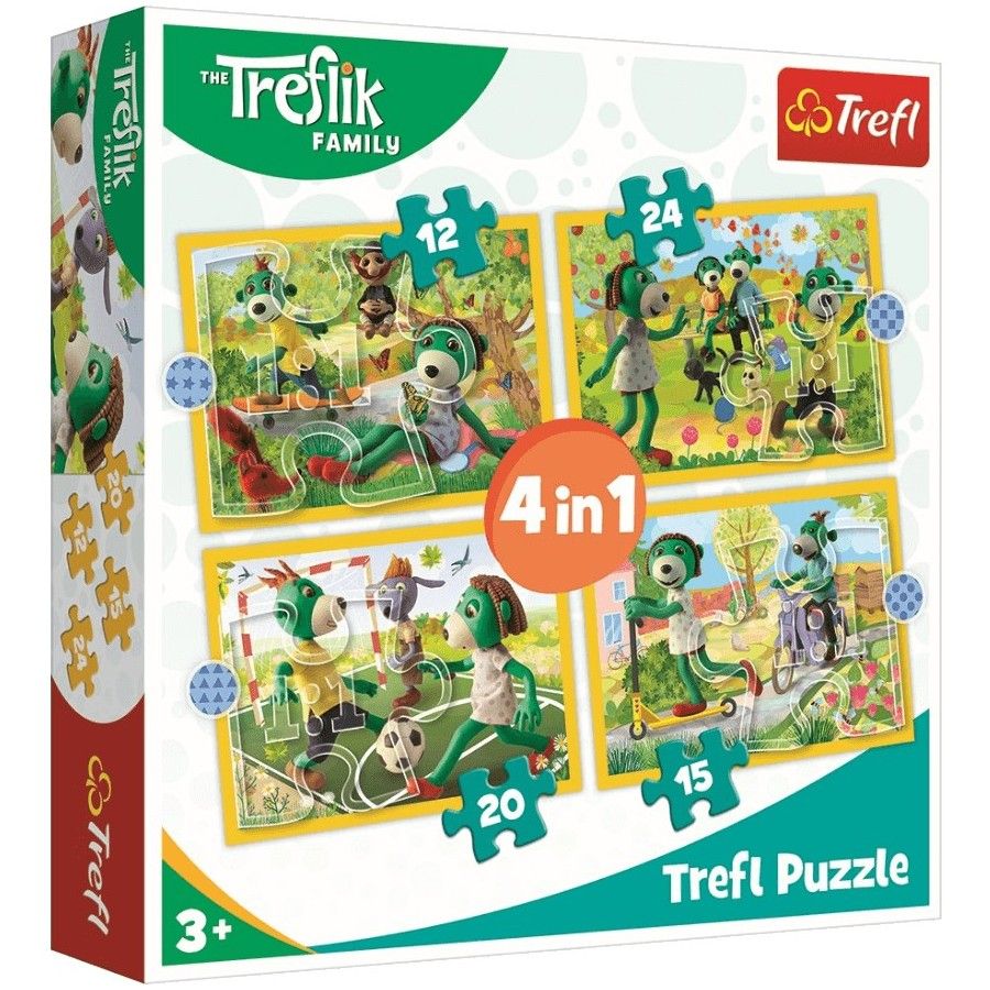 Trefl Puzzle 4in1 - közös szórakozás Treflików 3+