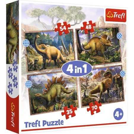 Trefl 4in1拼图 - 有趣的恐龙4+