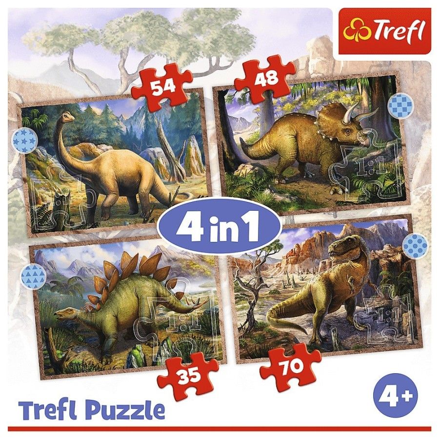Trefl Puzzle 4w1 - Ciekawe Dinozaury 4+