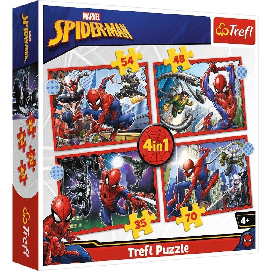 Trefl Puzzle 4w1 - Bohaterski Spider-Man 4+