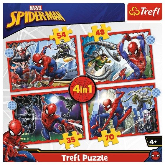 Trefl Puzzle 4w1 - Bohaterski Spider-Man 4+ - 5900511343847