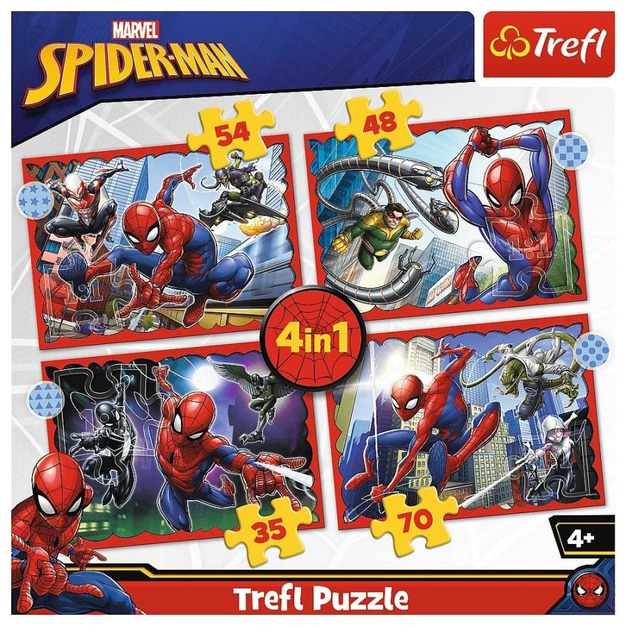 Trefl Puzzle 4w1 - Bohaterski Spider-Man 4+