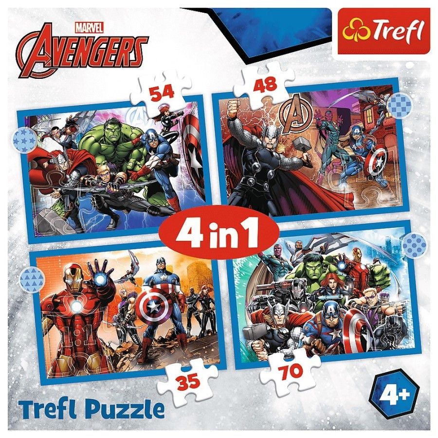 Trefl 4in1 puzzle - bátor avengersi 4+