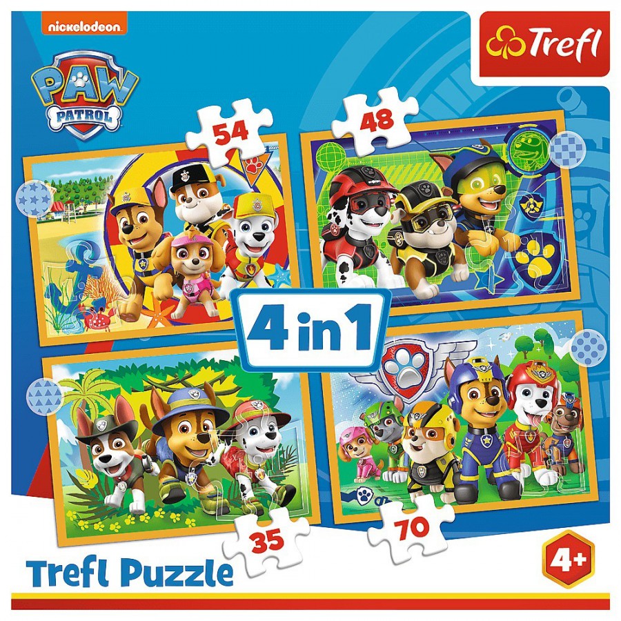 Trefl Puzzle 4w1 - Wakacyjny Psi Patrol