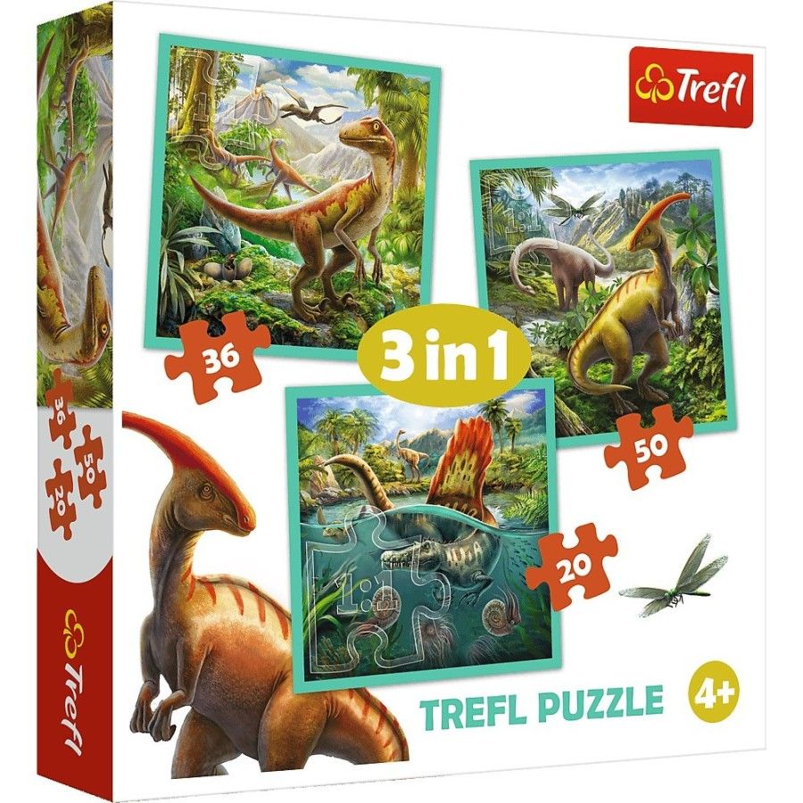 Trefl Puzzle 3w1 - (20,36,50el.) - Niezwykły świat dinozaurów -