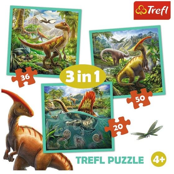 Trefl Puzzle 3w1 - (20,36,50el.) - Niezwykły świat dinozaurów