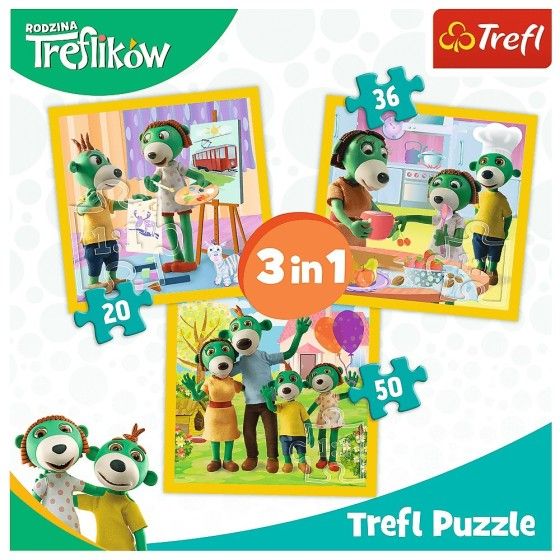 Trefl Puzzle 3en1 - (20,36,50 pièces) - Famille Treflik: On