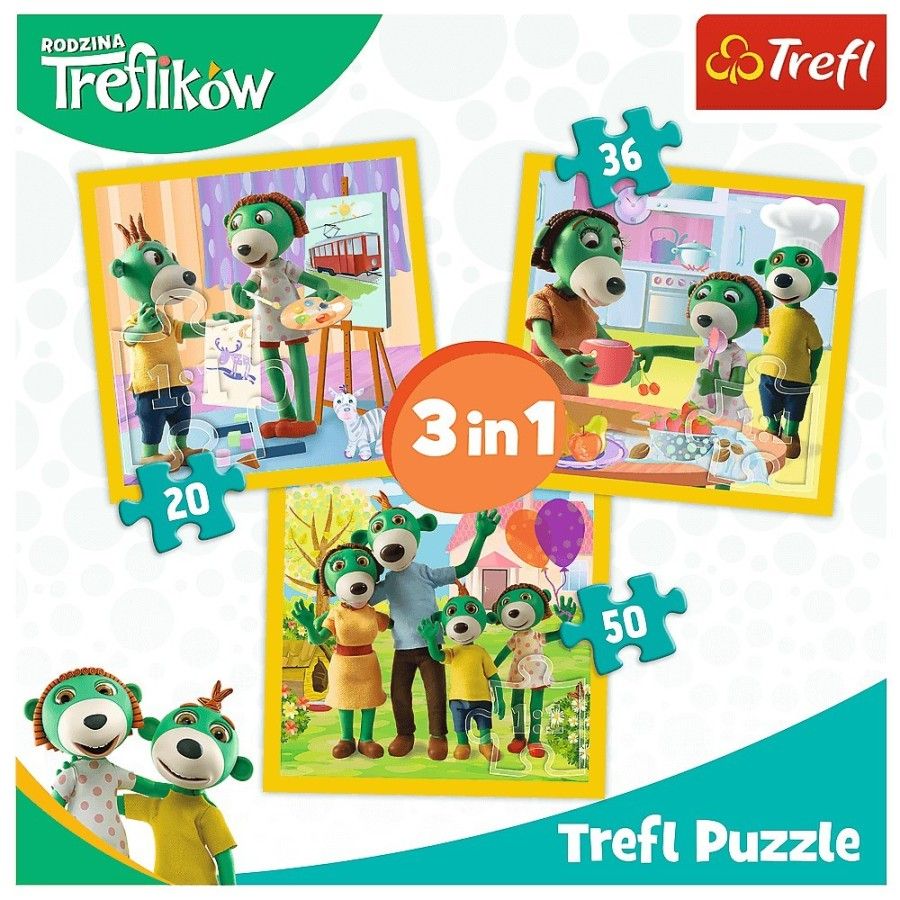 Trefl Puzzle 3en1 - (20,36,50 pièces) - Famille Treflik: On