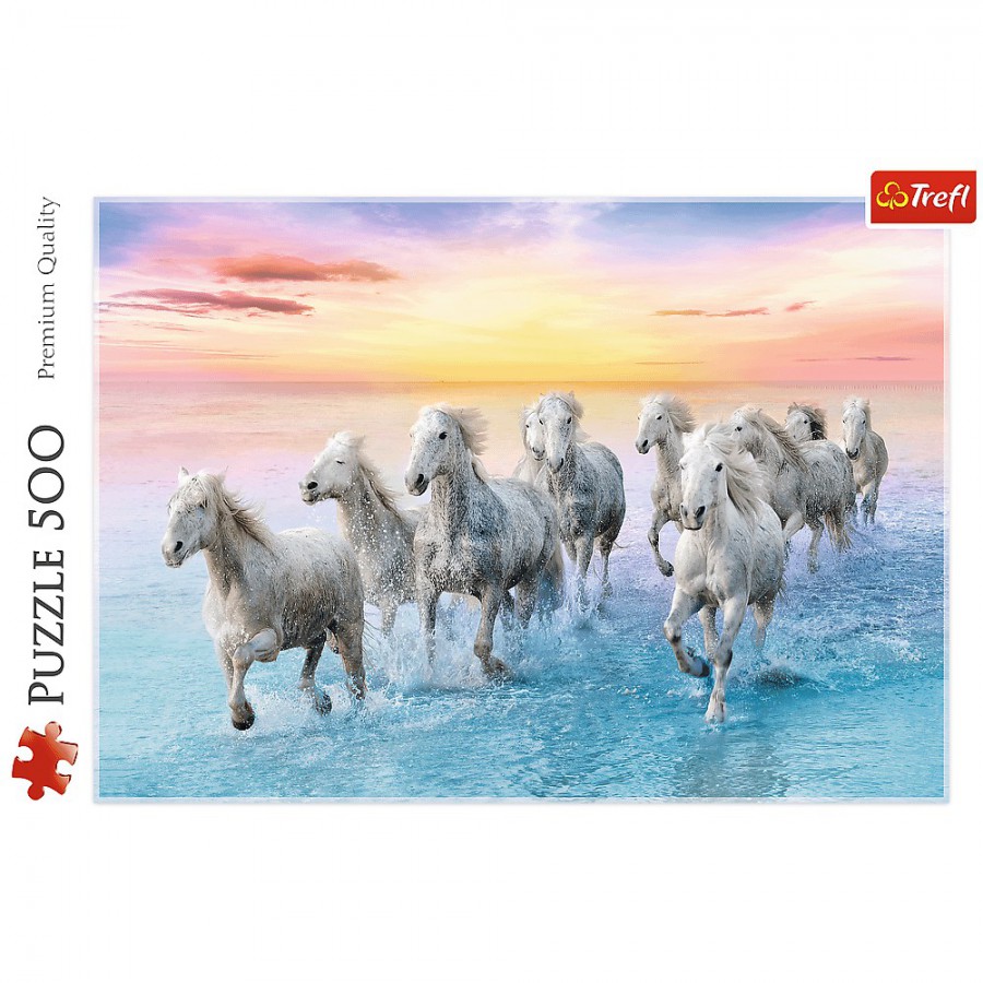 Trefl Puzzle 500el. - Białe konie w galopie