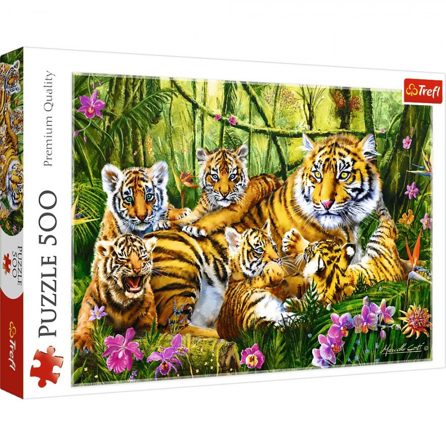 Trefl Puzzle 500el. - Rodzina tygrysów