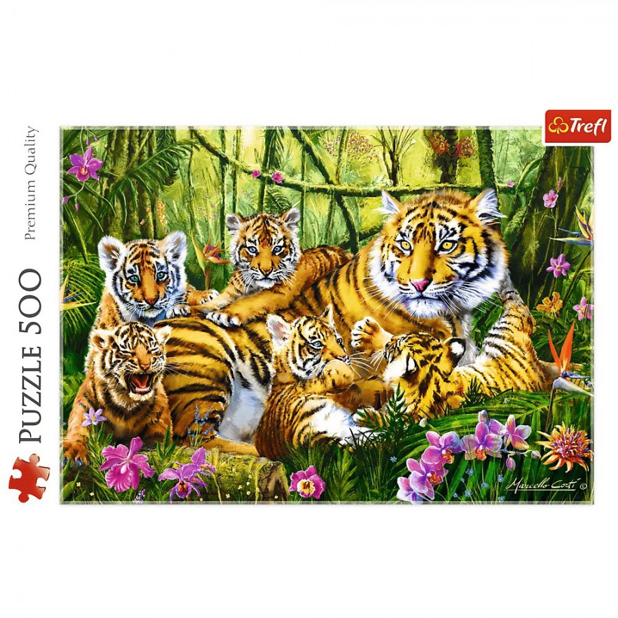 Trefl Puzzle 500el. - Rodzina tygrysów