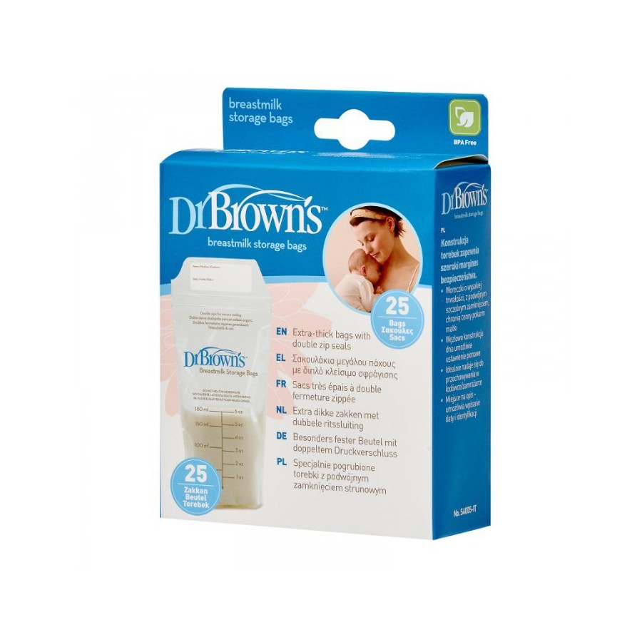 DR BROWNS WORECZKI DO PRZECHOWYWANIA POKARMU 180ML, 25SZT.