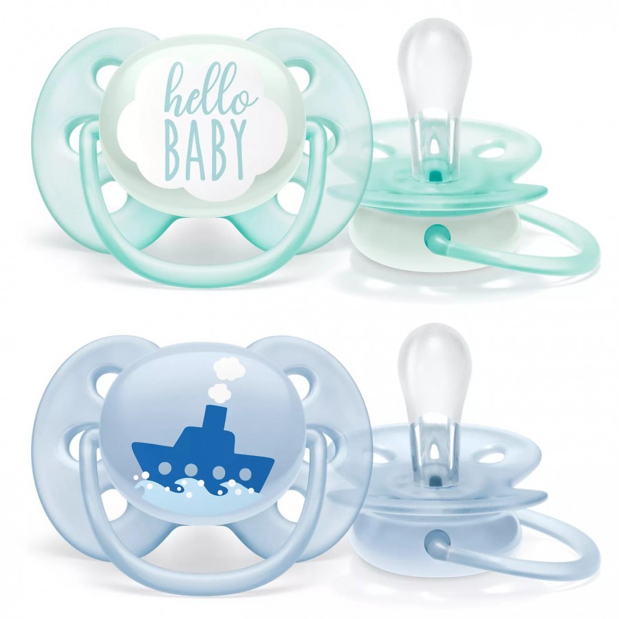 Philips Avent Smoczek uspokajający Ultra Soft 0- 6m Boy Hello