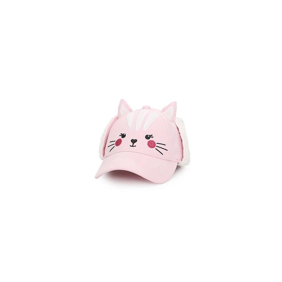 FlapJack Dětská čepice s kšiltem a chrániči sluchu 3D Cat L