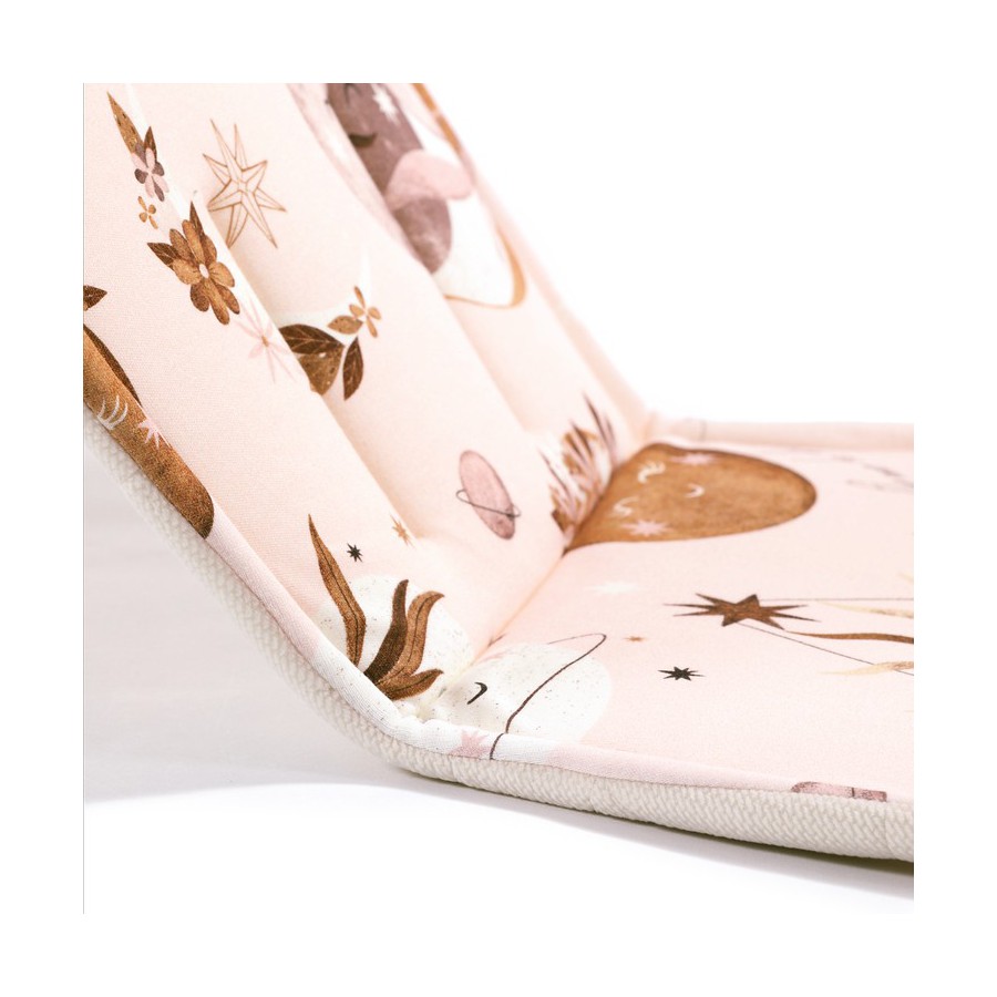 LA MILLOU ORGANIC JERSEY COLLECTION - STROLLER PAD - FLY ME TO THE MOON NUDE - VELVET RAFAELLO