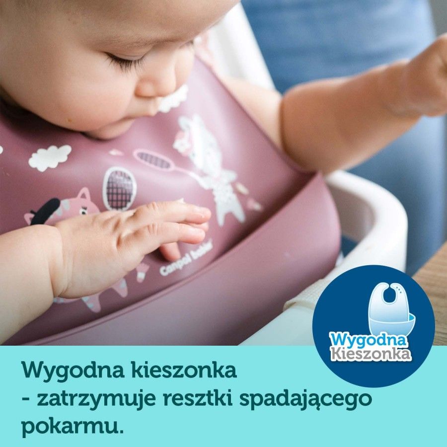 Canpol baby silikonový bryndáček s kapsou BONJOUR PARIS modrý