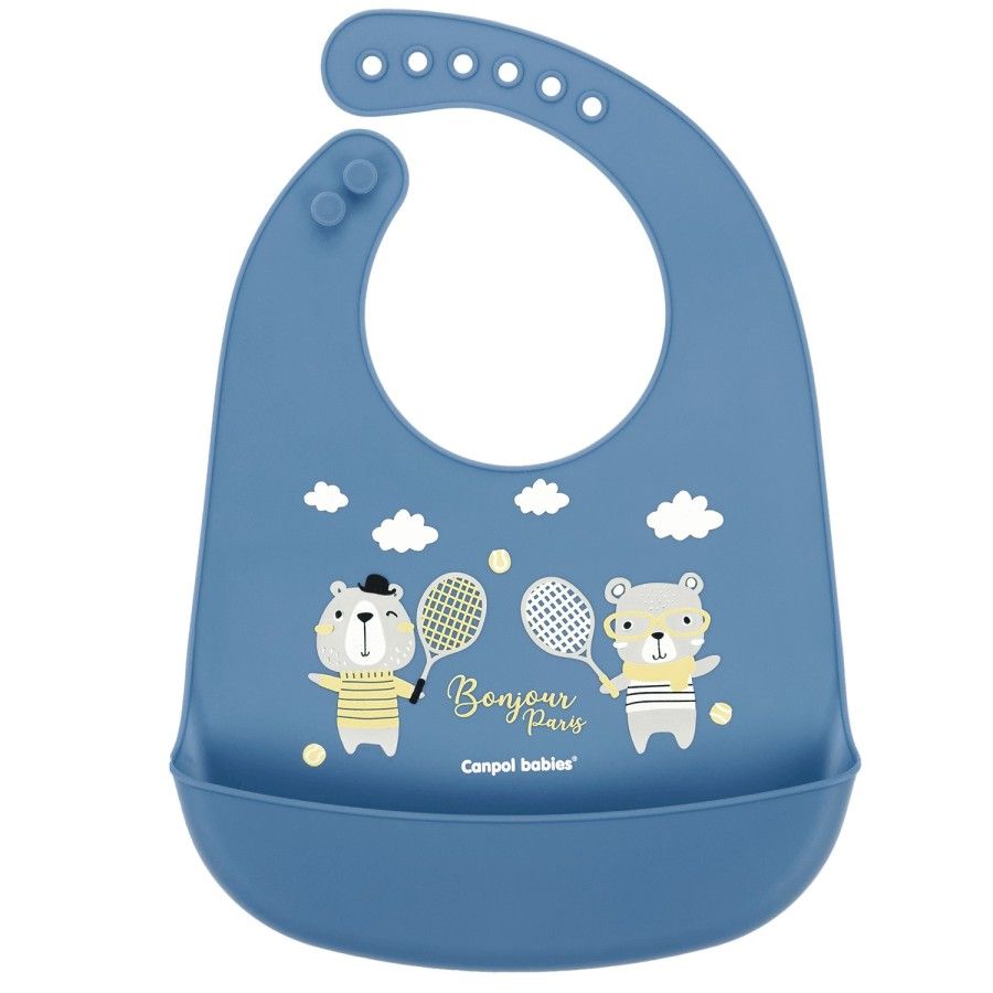 Canpol Babies Silicone Baby with Pocket Bonjour Paris Blue