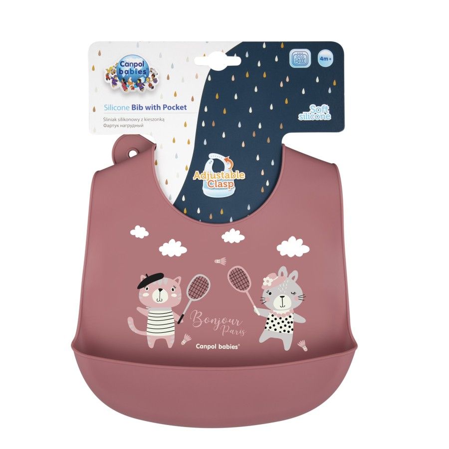 Canpol Babies Silicone Baby with Pocket Bonjour Paris Red