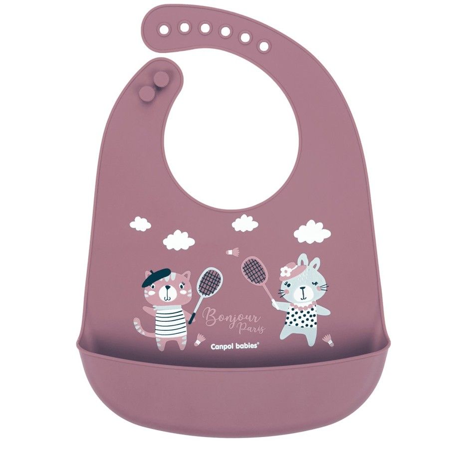 Canpol Bambino in silicone Baby con tasca Bonjour Paris Red