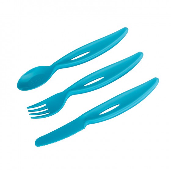 Canpol Set di posate: cucchiaio, forchetta, coltello blu