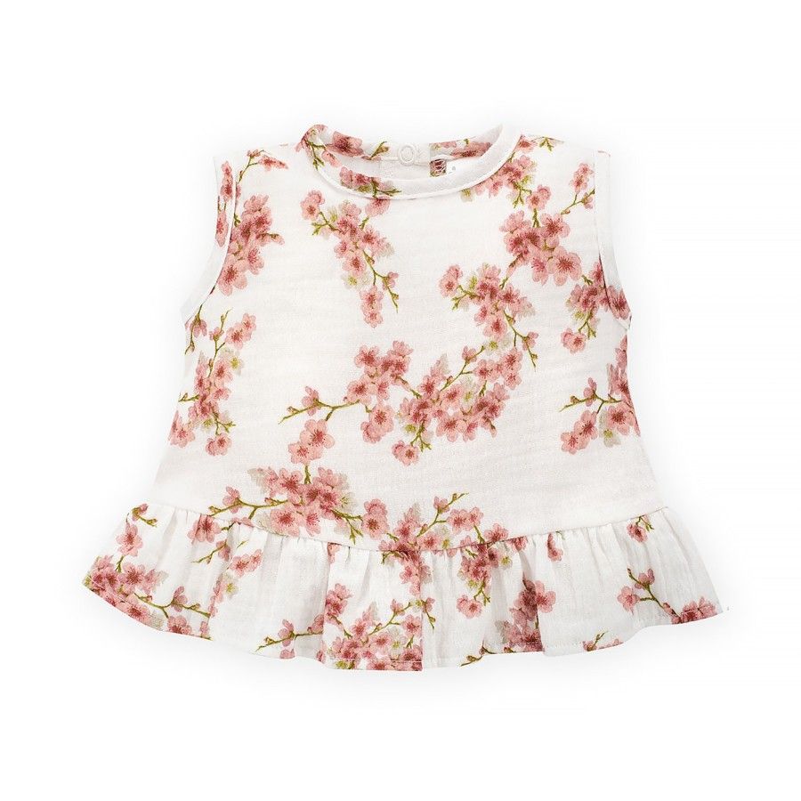 Pinokio Bluzka Na Ramiączkach Summer Mood 68 Ecru Kwiaty -