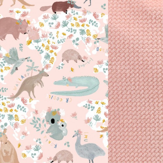 La Millou ORGANIC JERSEY COLLECTION - STROLLER PAD - DUNDEE & FRIENDS PINK - VELVET POWDER PINK