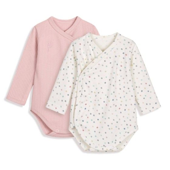 Rosa ingen mer bodysuit 2-pack rosa och prickar 56cm