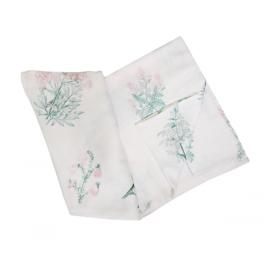 LULLALOVE OTULACZ MUSLINOWY 100cm x 150cm HERBS PINK