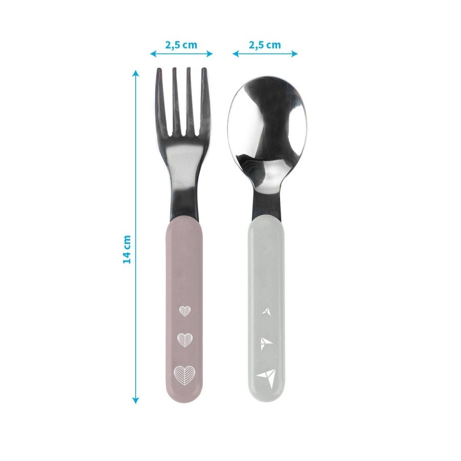 Babyono Sztućce dla dzieci ze stali szlachetnej pink grey -