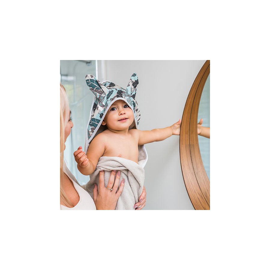 Babyono Okrycie kąpielowe frotte z uszkami BUNNY EARS 100x100 cm grey