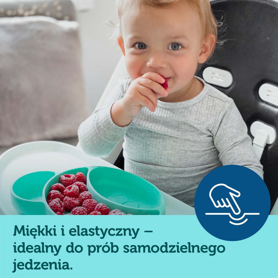 Canpol babies silikonowy trójdzielny talerzyk z przyssawką MIŚ turkus