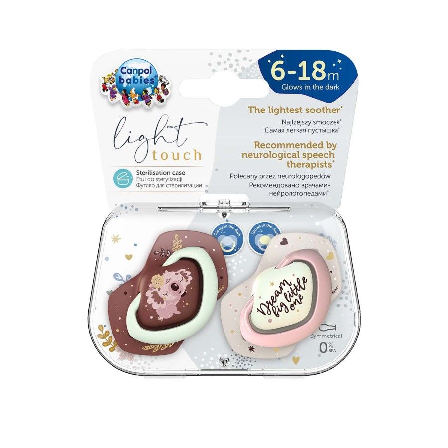 Canpol Babies silicone pacifier 6-18m symmetrical glowing in