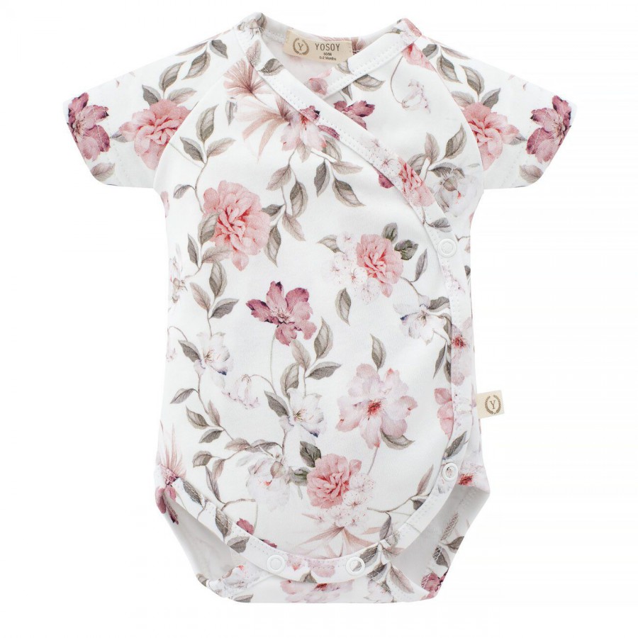 Yosoy Body organic cotton krótki rękaw BOHO FLOWERS PINK - 62 cm