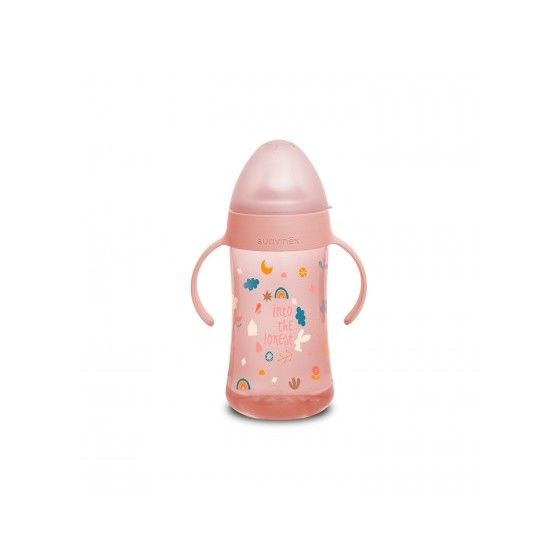 Suavinex Druhý šálka 270 ml silikónový náustok + 4m ružový les