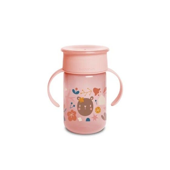 Suavinex Kubek treningowy 360° 340 ml +12ml rozowy Forest