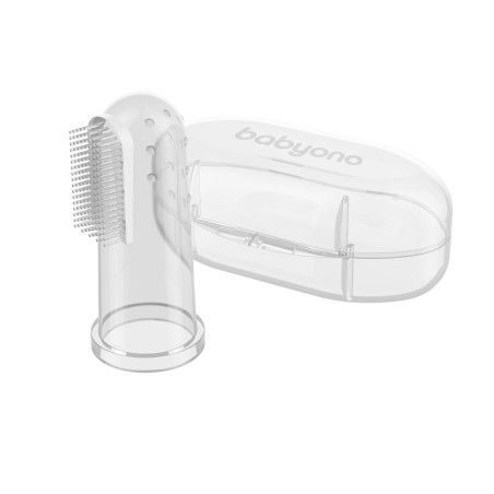 Spazzolino da denti baby per bambini su un dito