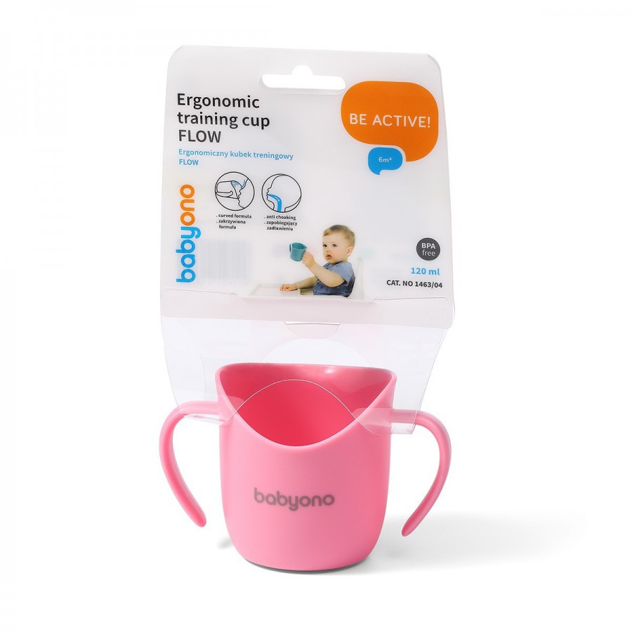 Babyono Ergonomiczny kubek treningowy FLOW PINK